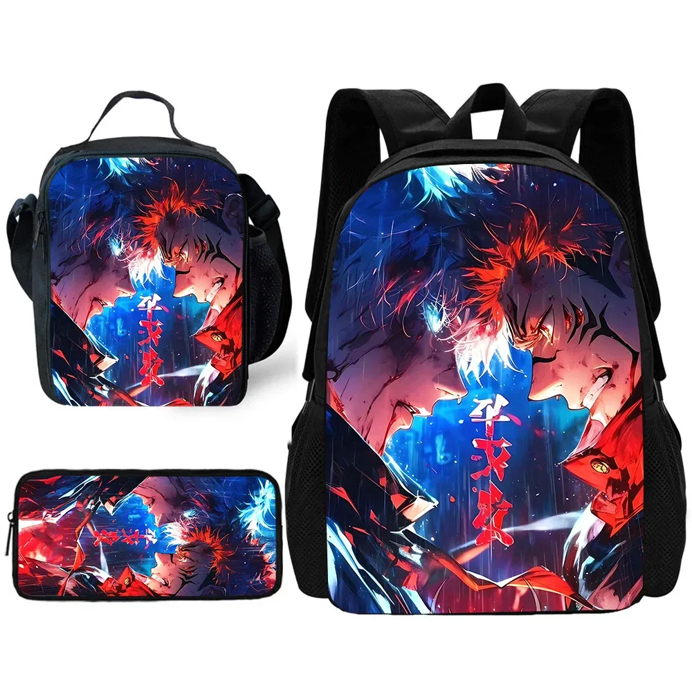 sac à dos d'école pour enfants, anime j-jujutsus k-kaisens, avec sacs à déjeuner, sacs à crayons, sacs d'école pour garçons et filles, meilleur cadeau