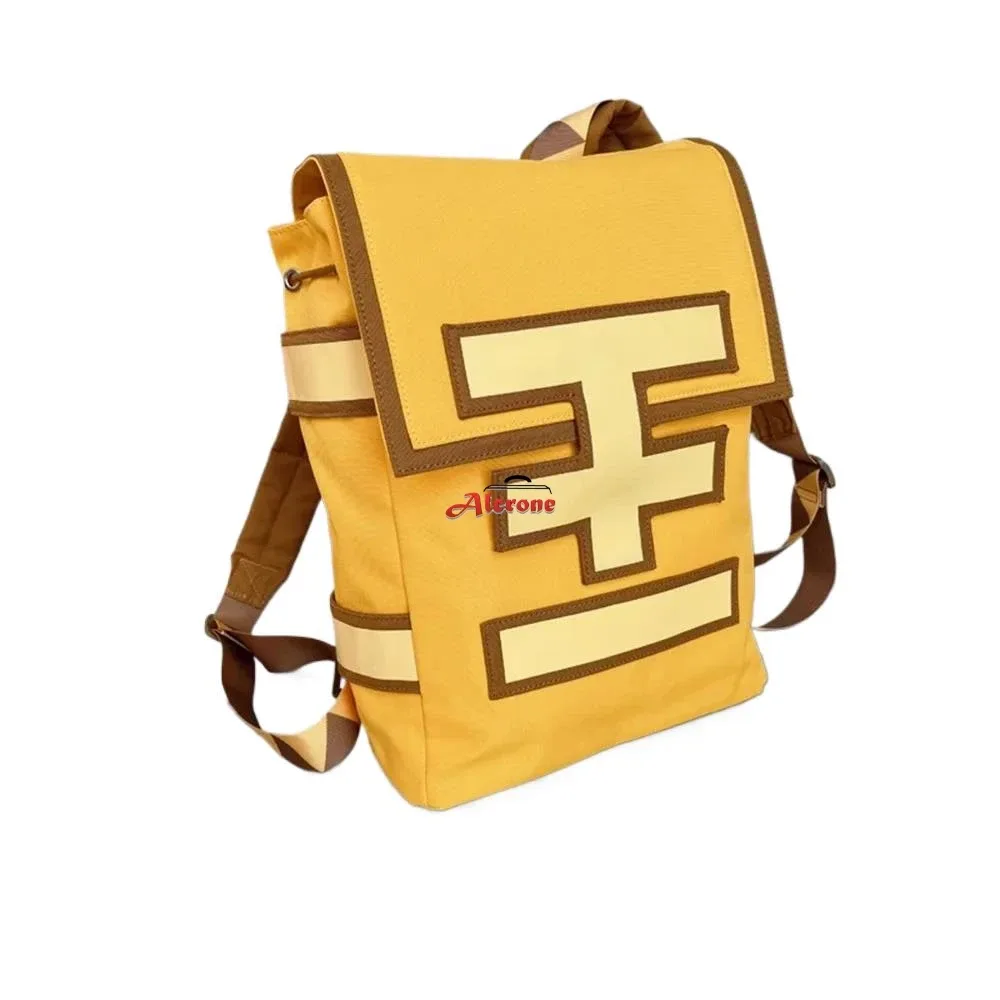 sac dos oxford jaune marron logo blanc fermeture glissière polyester voyage adolescents décontracté chasseur étudiant capacité trente cinq litres