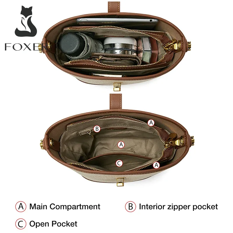 foxer 2026 nouveau sac à main femme en cuir pvc, sac seau élégant, sac à bandoulière tendance, luxe léger, meilleur cadeau pour épouse, amante