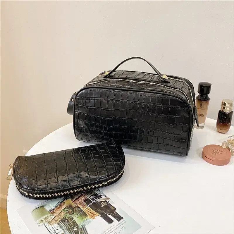 sac de rangement cosmétique de grande capacité pour femme, sac de toilette étanche, sac à main de lavage simple, trousse de maquillage portable, évaluation de voyage