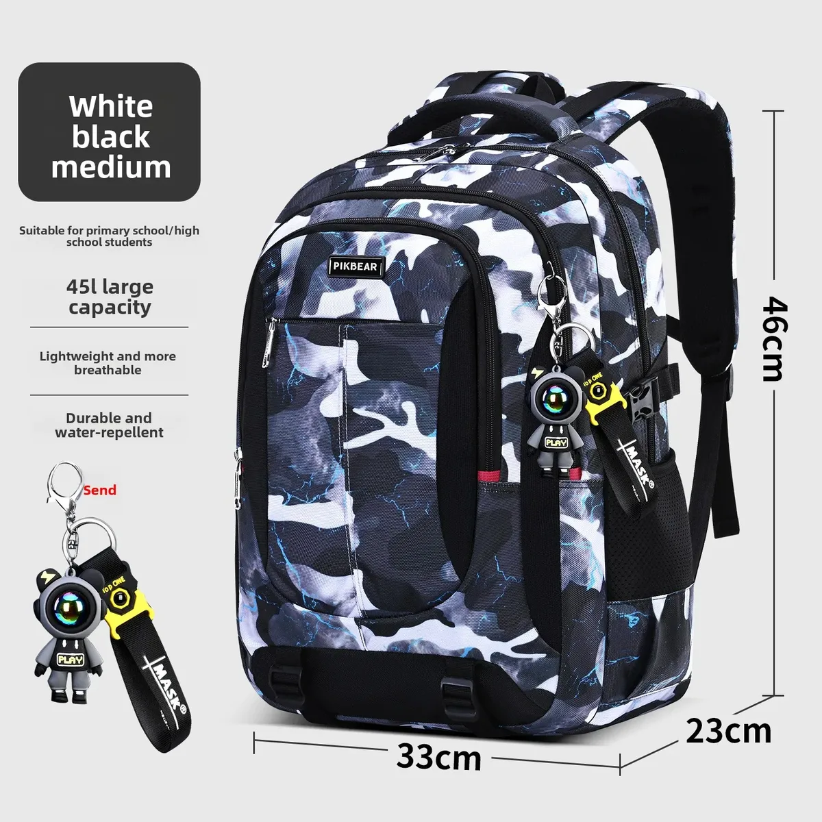 sac dos nylon camouflage noir garçons sacs école poignée latérale zippée rose activités scolaires