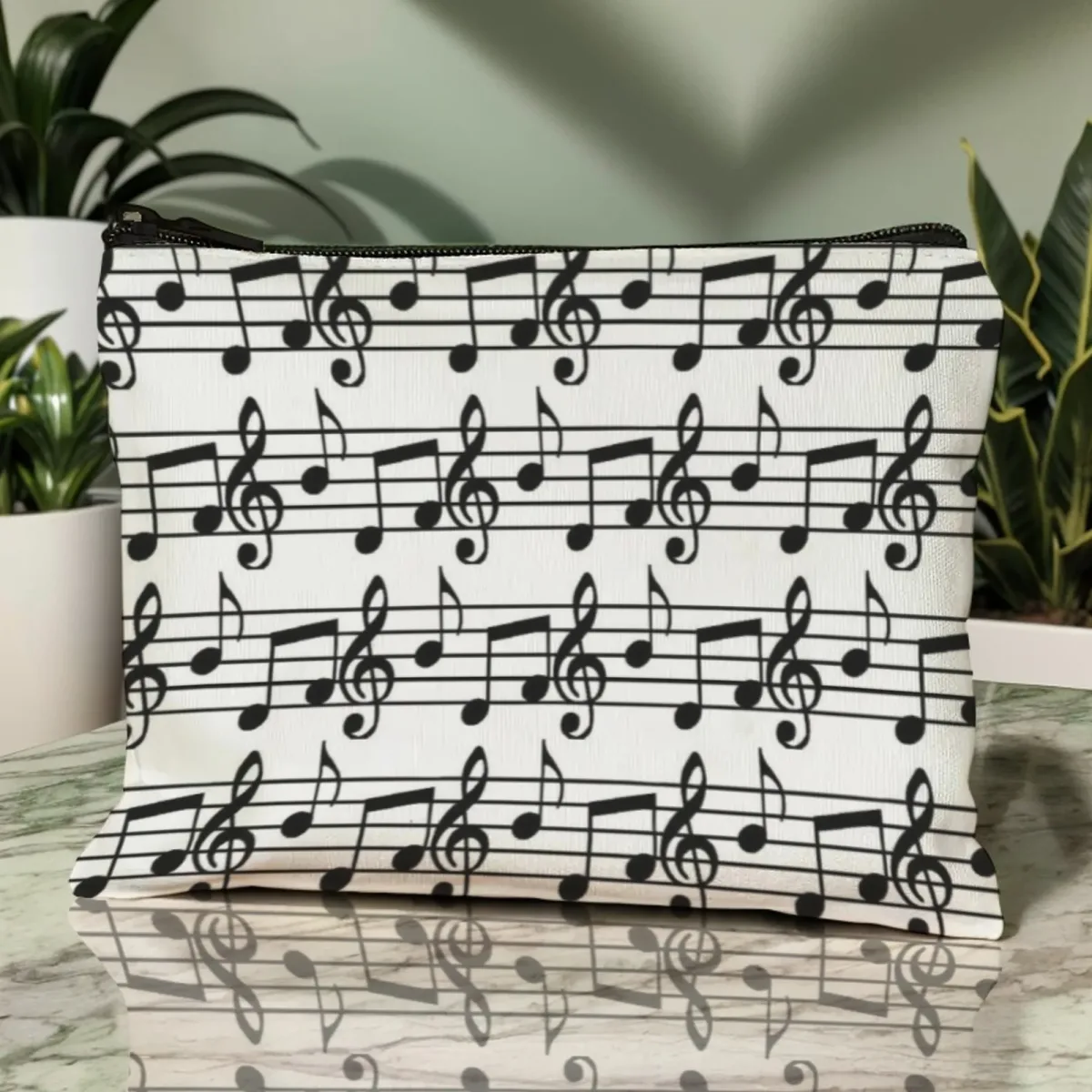 Sac à cosmétiques Melody Musical Note, notes de dessin animé avec impression, organisateur de voyage léger, pour ventilateur unisexe Kawaii et de thérapie musicale