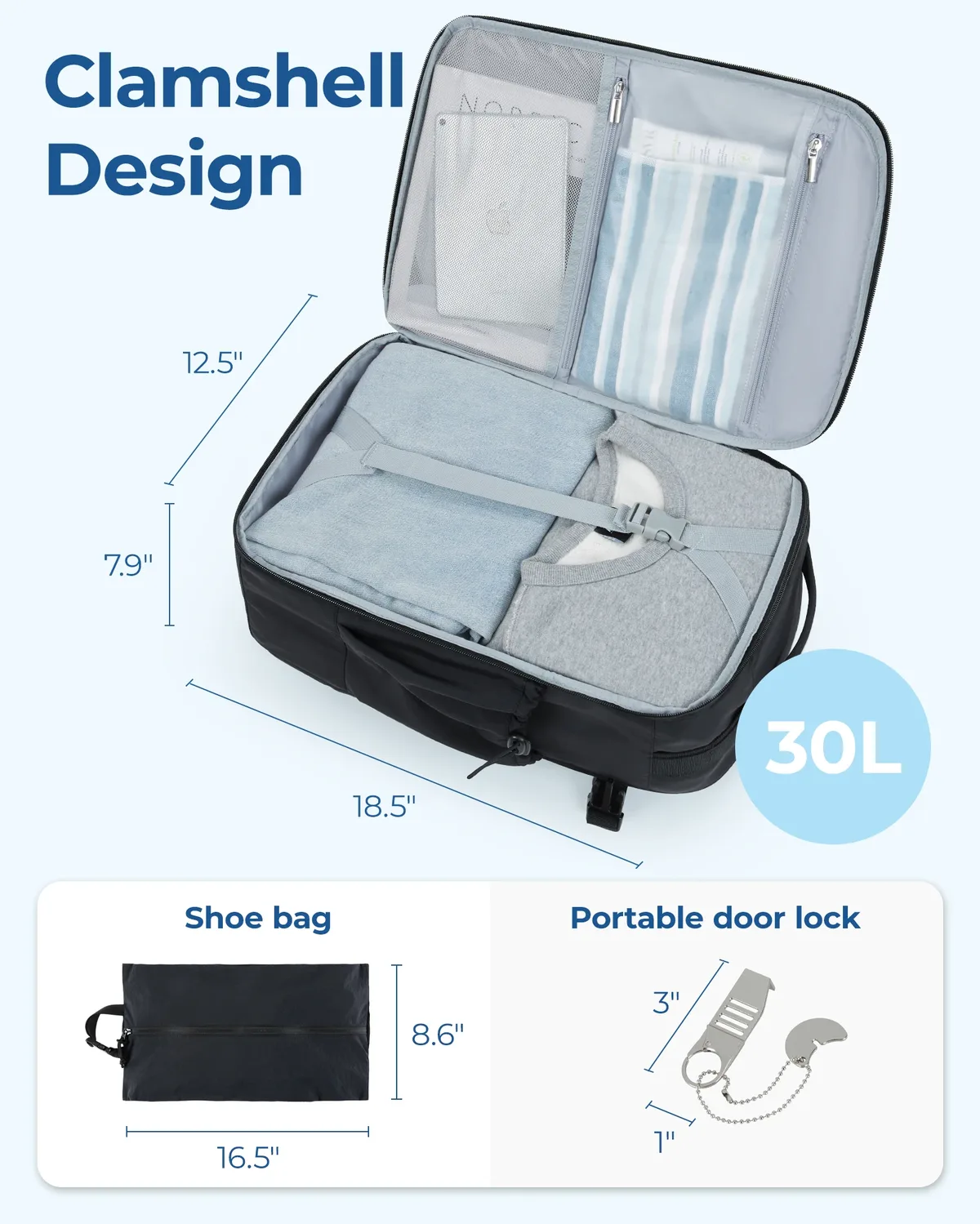 bagsmart-grand sac à dos de voyage antivol pour femme, décontracté, étanche, avec sac à chaussures, 17 pouces