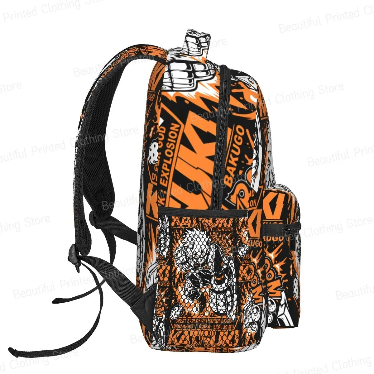 sac dos polyester dessin animé orange noir compartiments documents usage voyage école loisirs adolescents