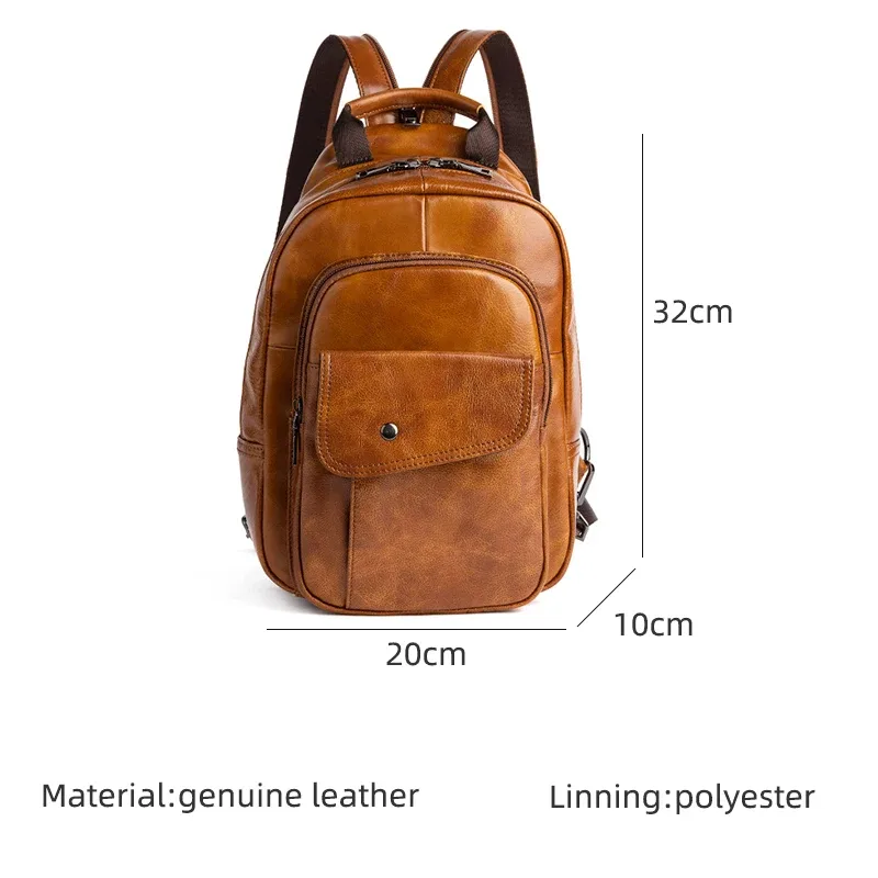 sacs de poitrine rétro pour hommes, sac vintage en cuir véritable pour hommes, nouveau sac à dos fait à la main, petits sacs à bandoulière, sac de poitrine, sacs de voyage