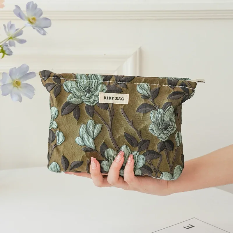 sac de maquillage à fleurs colorées pour femmes, grande capacité, sac de rangement portable pour changement de cosmétiques, trousse de toilette de voyage, sac de doublure de banlieue
