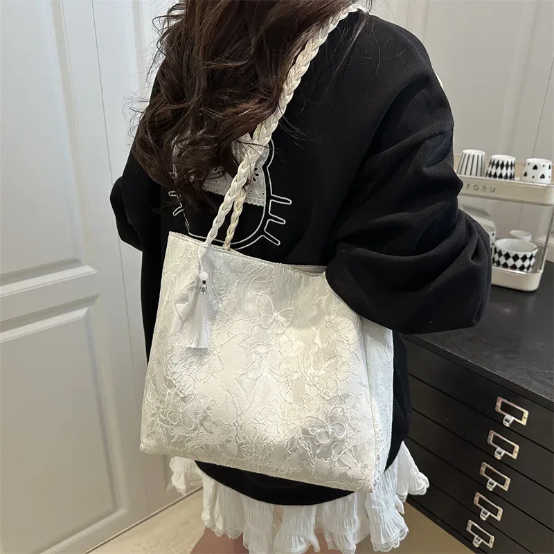texture loisirs nouveau style chinois sac à bandoulière antique polyvalent grande capacité sac fourre-tout élément hanfu travail banlieue sac de rangement