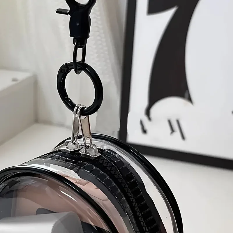 sac de rangement portable mini transparent avec fermeture éclair et boucle porte-clés, organisateur peu encombrant pour écouteurs, chargeurs et petits articles quotidiens