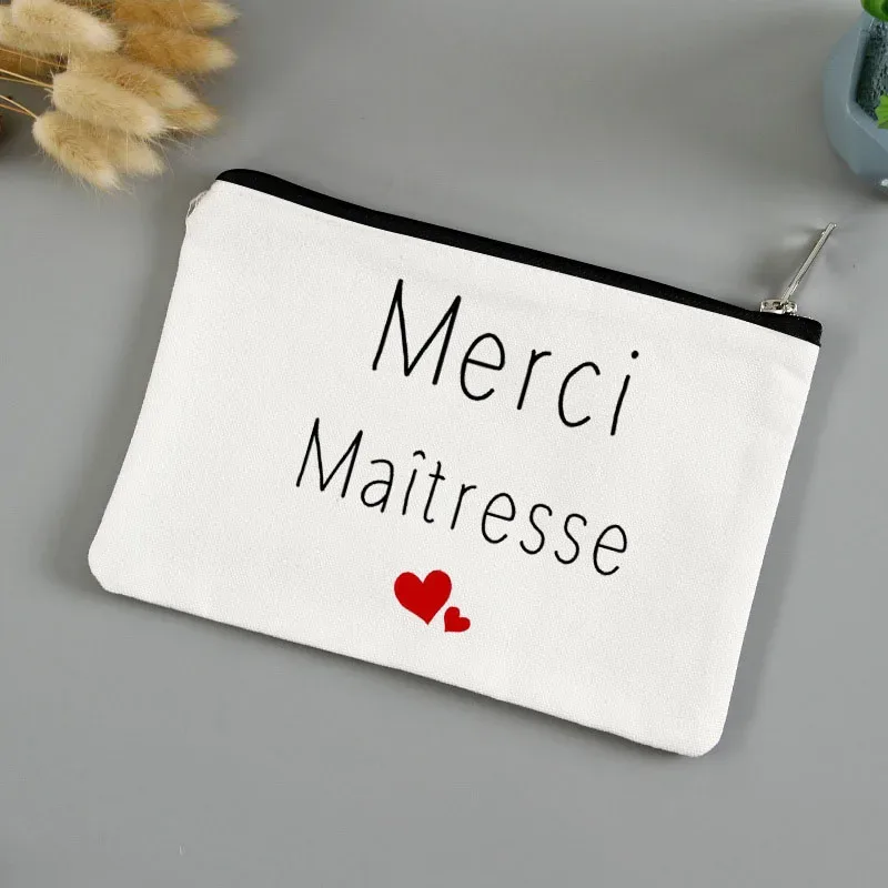 trousse de toilette voyage pochette maquillage cadeau maitresse école cadeau maitresse pochette de maquillage imprimée, cadeau de la journée des enseignants, sac cosmétique en toile pour femmes, avec fermeture éclair