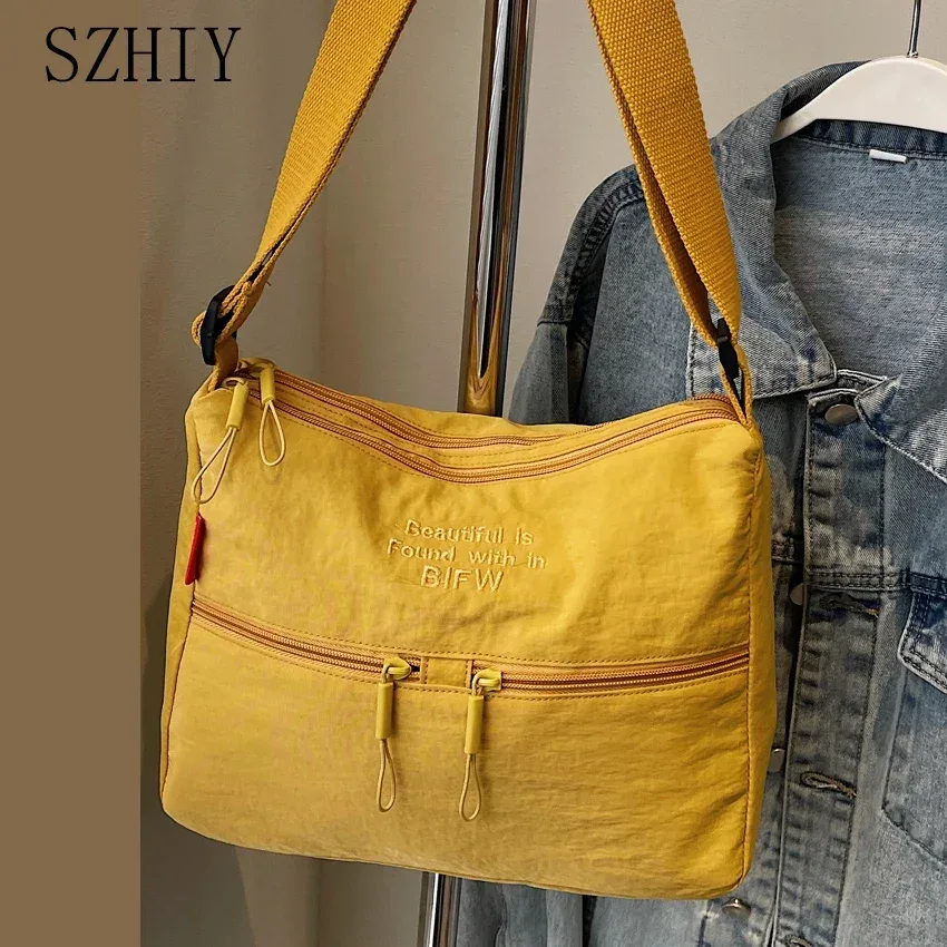 Sac à main délavé pour femmes, pochette de voyage à la mode, multi-poches, imperméable, à bandoulière alertes onale, sacoche d'école douce et décontractée