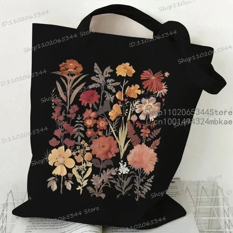 floral lune femmes shopping fourre-tout sacs toile grande capacité étudiant décontracté plante style sac à bandoulière fleur sauvage femmes sacs à main