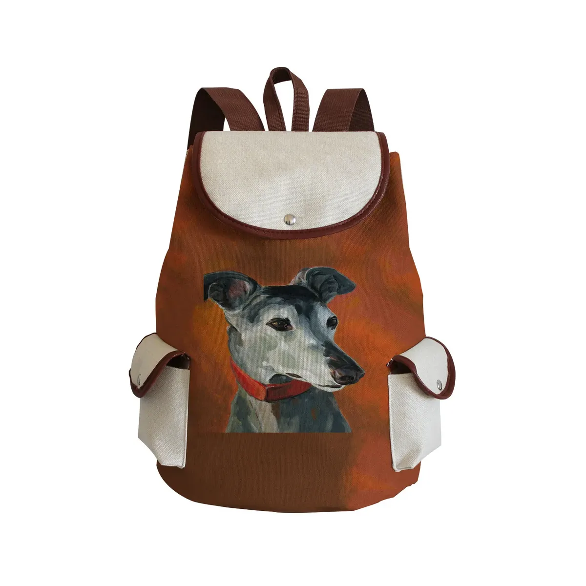 sac à dos personnalisé avec peinture à l'huile et imprimé de chien lévrier, sacoche de styliste durable pour shopping et voyage, accessoire d'extérieur décontracté pour femme