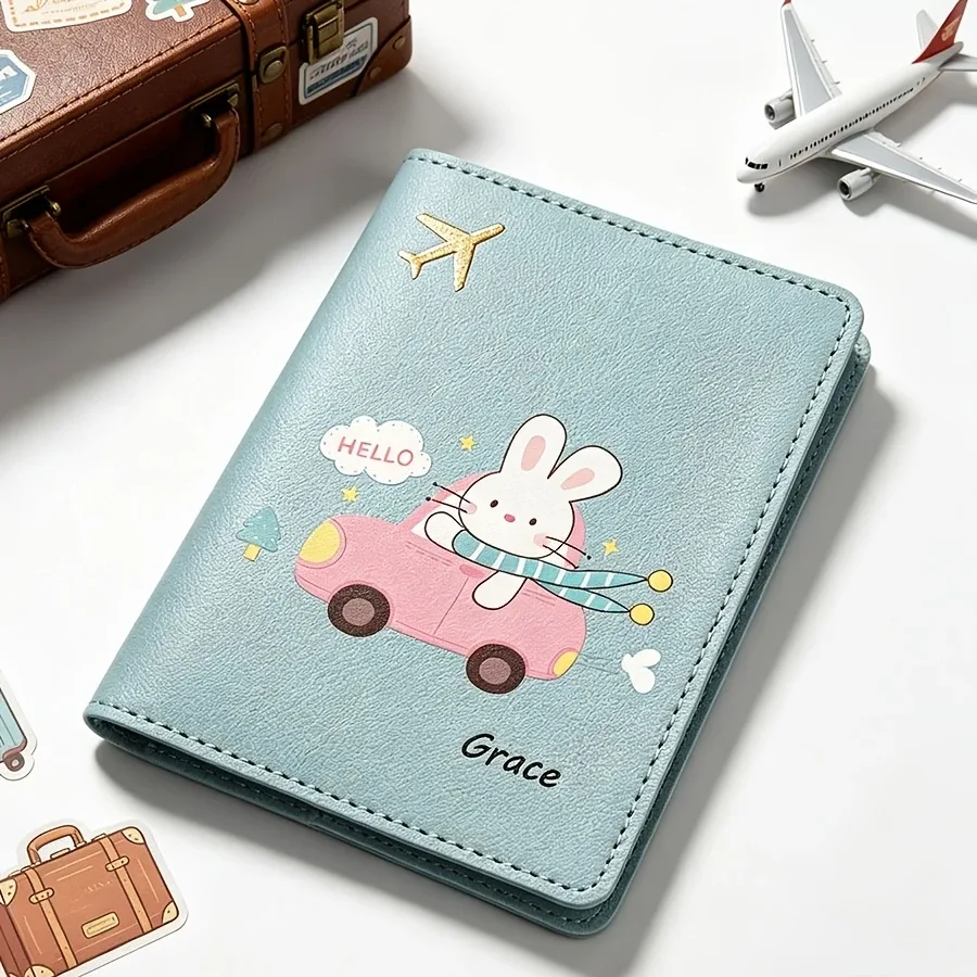 porte-passeport personnalisé avec motif de lapin, pochette de voyage personnalisée en 6 couleurs pour la protection des documents d'avion