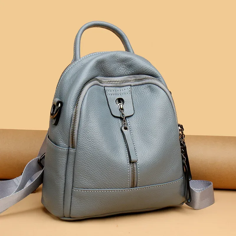 sac à dos en cuir de vache 2021 souple pour jeunes filles et femmes, accessoire de mode avec couche supérieure en véritable peau de vache, pour livre, style sac à dos, 100%