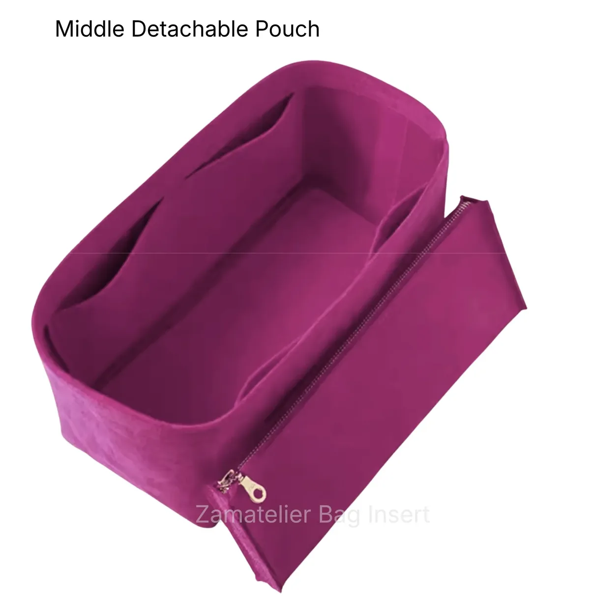 organisateur de sac en feutre avec fermeture éclair et pochette centrale détachable, compatible avec les sacs picotin 18/22/26/31, pm/mm/gm