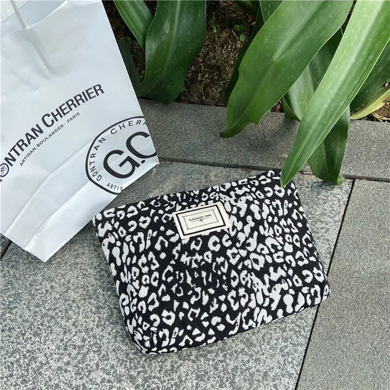 grand sac à cosmétiques léopard pour femmes, en toile, fermeture éclair imperméable, sac de maquillage, voyage, lavage, organisateur de maquillage, trousse de beauté