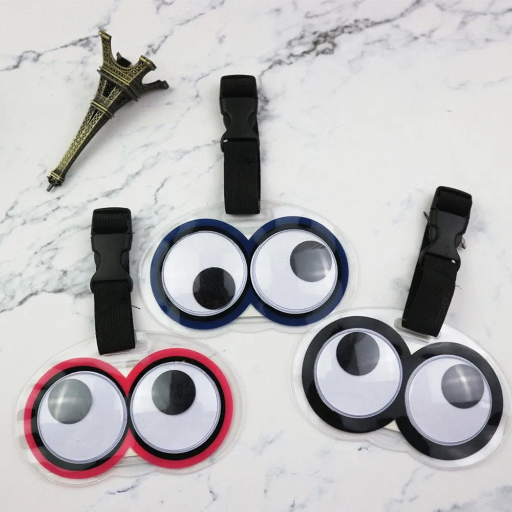 étiquettes de bagages à motifs d'yeux mignons, étiquettes de bagages amusantes avec identification nominative, accessoires de voyage transparents et imperméables