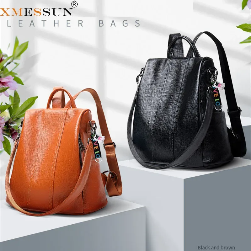 xmessun nouveau sac à dos en cuir souple pour femmes, sac de voyage de grande capacité à double épaule de haute qualité pour femmes