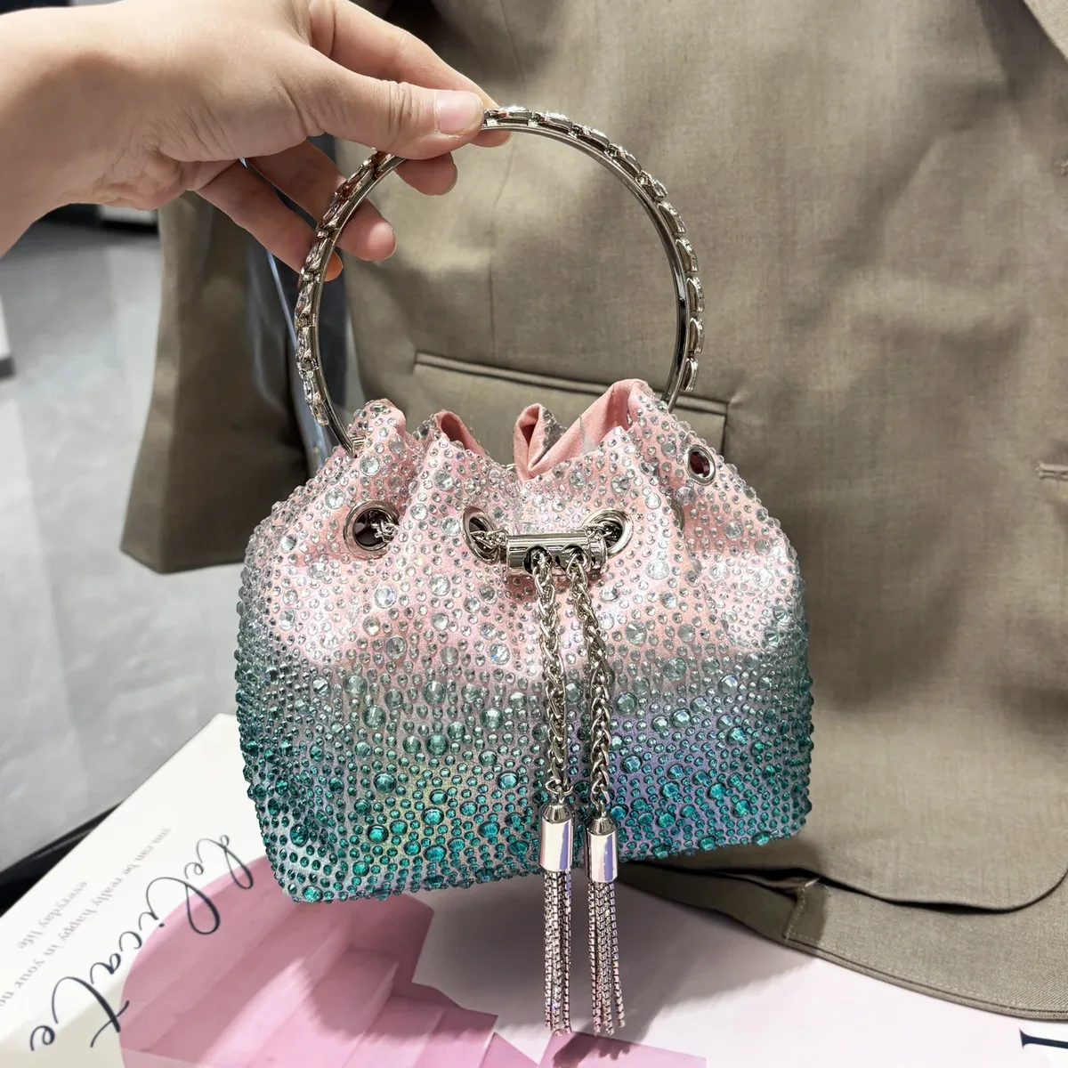 poignée strass pochette de soirée sacs à main et sac à main de luxe sac à bandoulière design brillant cristal pochette sac à main sac seau