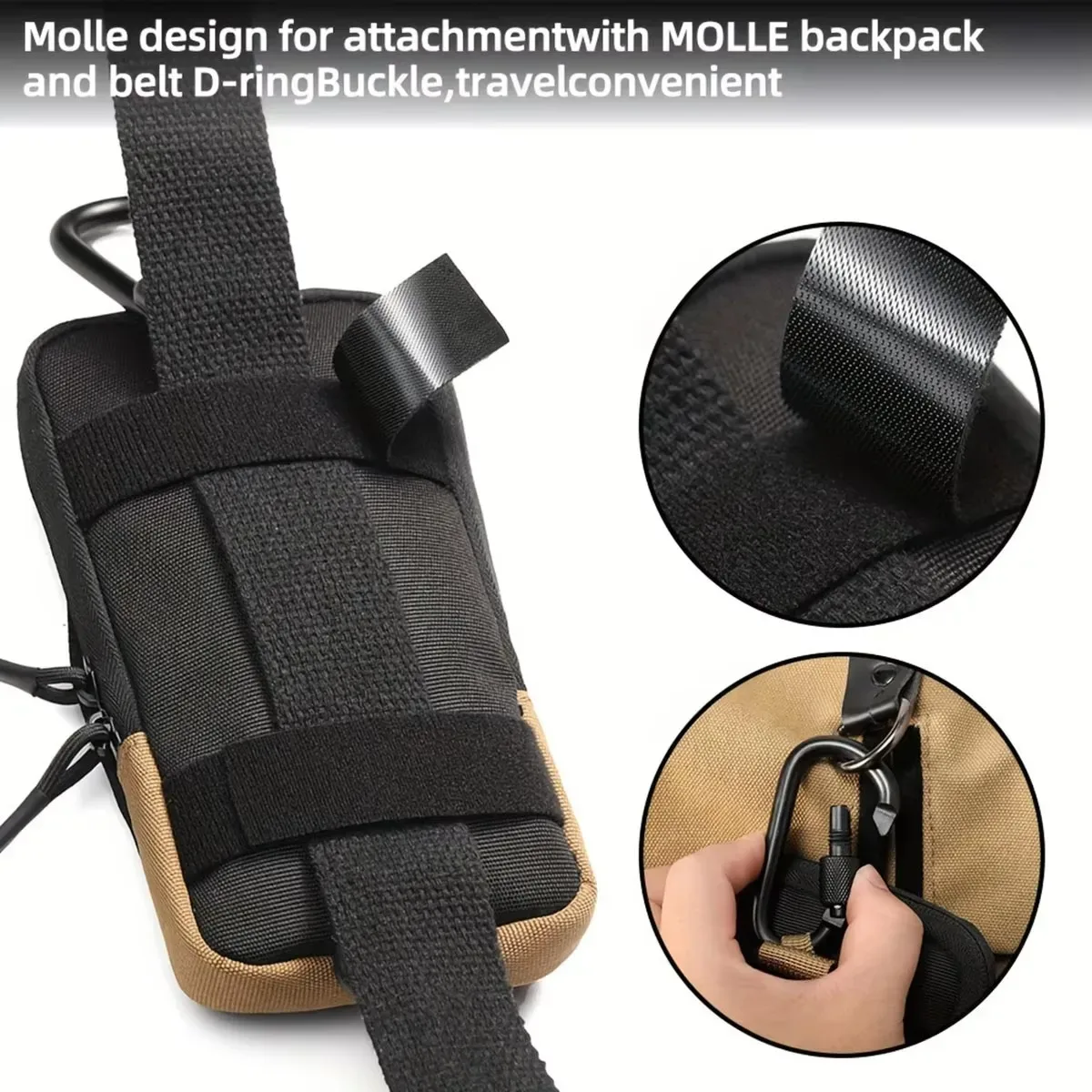 pochette extensible pour téléphone portable pour sports de plein air, pochette de rangement durable en oxford pour la chasse, fixation pour sac à dos et gilet tactique
