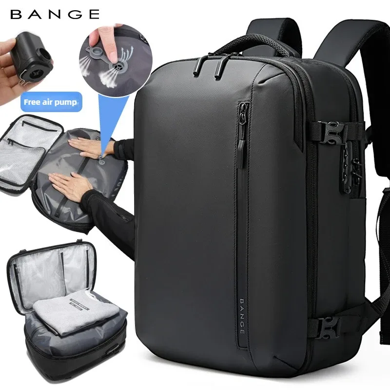 organisateur voyage tissu oxford noir compartiment transparent sections anti-fourreaux expansible vacuum system sac dos polyester multifonctionnels travels