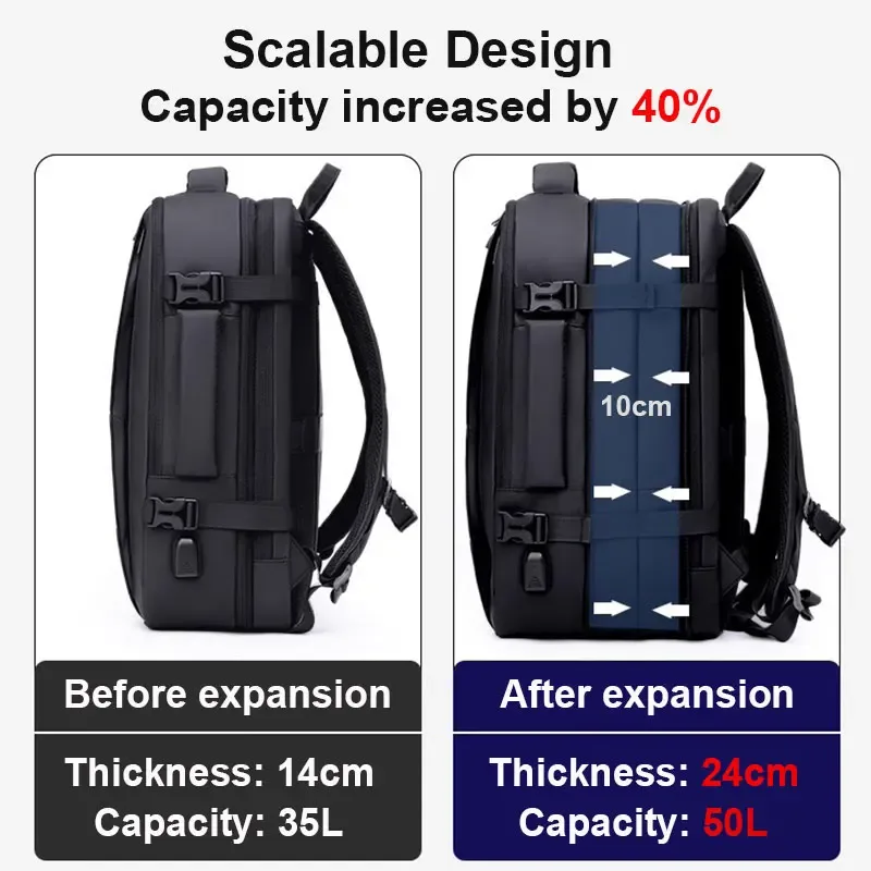 sac à dos de voyage de grande capacité pour femmes et hommes 50l sacs à dos de voyage d'affaires sac pour ordinateur portable 16 pouces sac à dos d'école universitaire