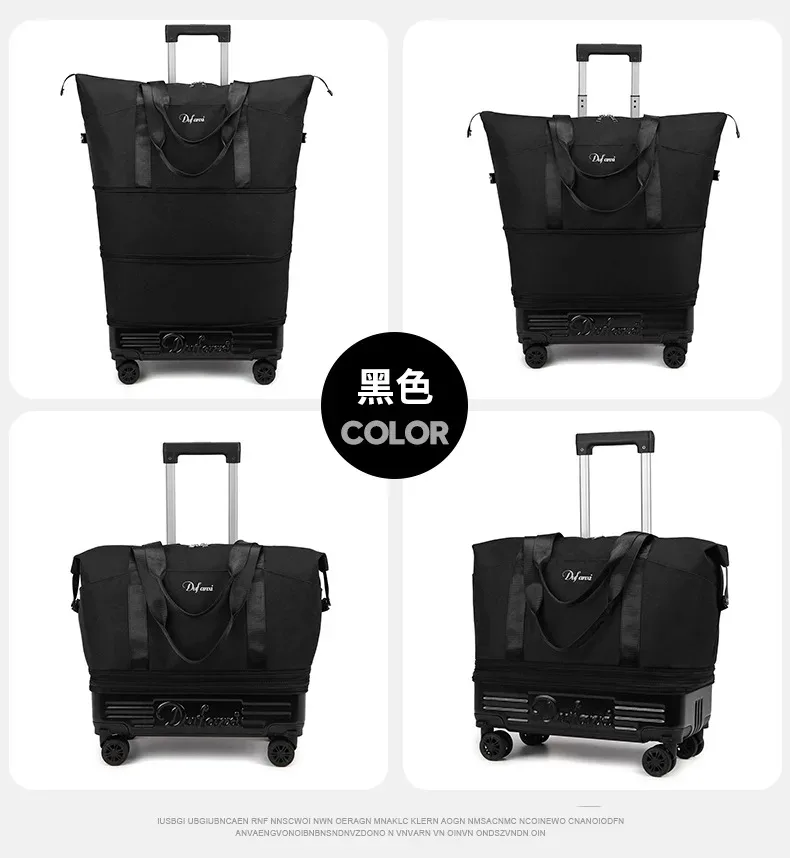 sac de voyage grande capacité à roulettes en tissu oxford, sac de sport à bandoulière, sac à bagages portable extensible et pratique