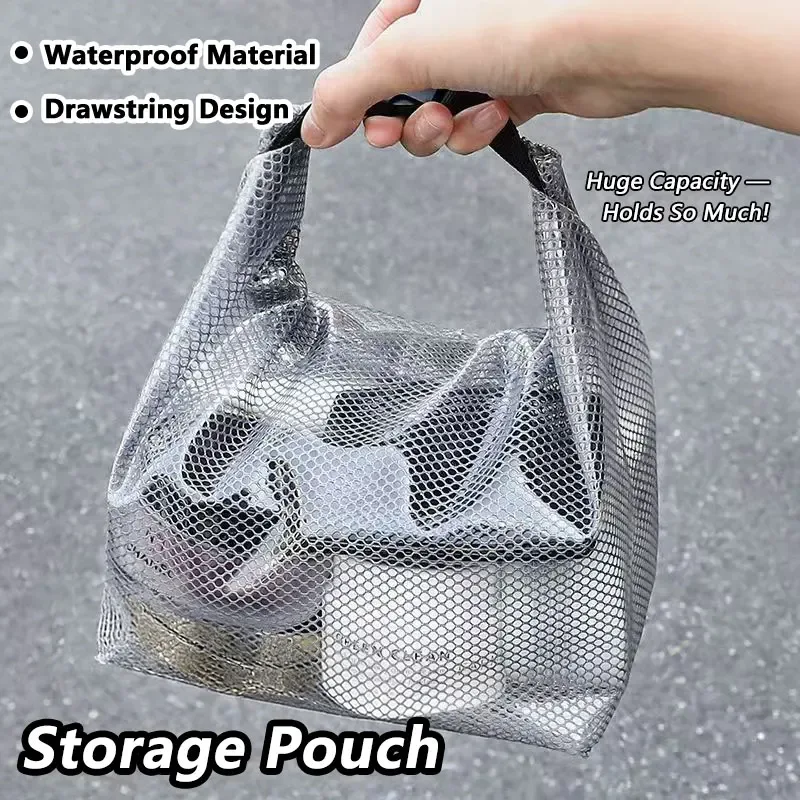 sac de rangement imperméable en maille pour vêtements de sport, natation, salle de bain, grande capacité, avec cordon de serrage, pour hommes et femmes, sac de toilette d'extérieur
