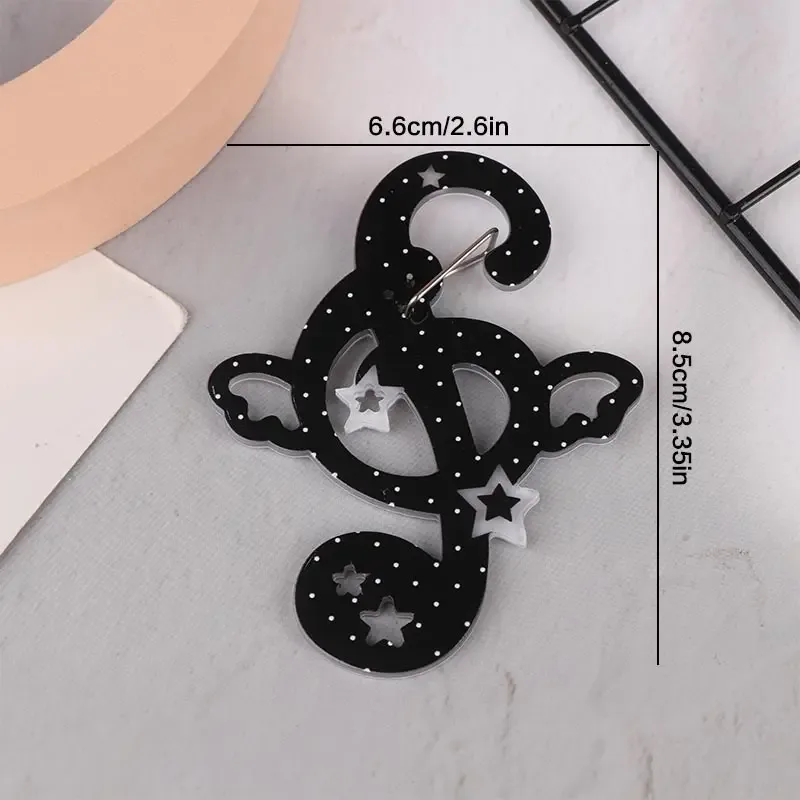 kawaii noir blanc notes illustration bibelots porte-clés sac breloques acrylique pendentif mousqueton sac à dos pendentif décoration cadeaux