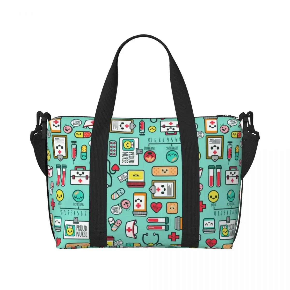 sac fourre-tout de plage pour infirmières, motif d'allaitement, pour femmes, soins de santé, grand compartiment, sacs de voyage de plage
