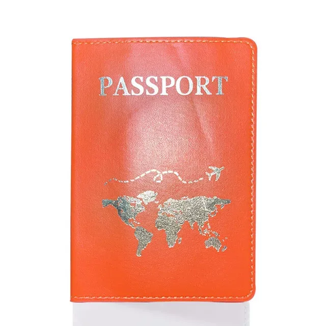 couverture de passeport en cuir pu pour hommes et femmes, étui de passeport de voyage avec carte du monde, organisateur-porte-carte de protection, couvertures de documents d'identité