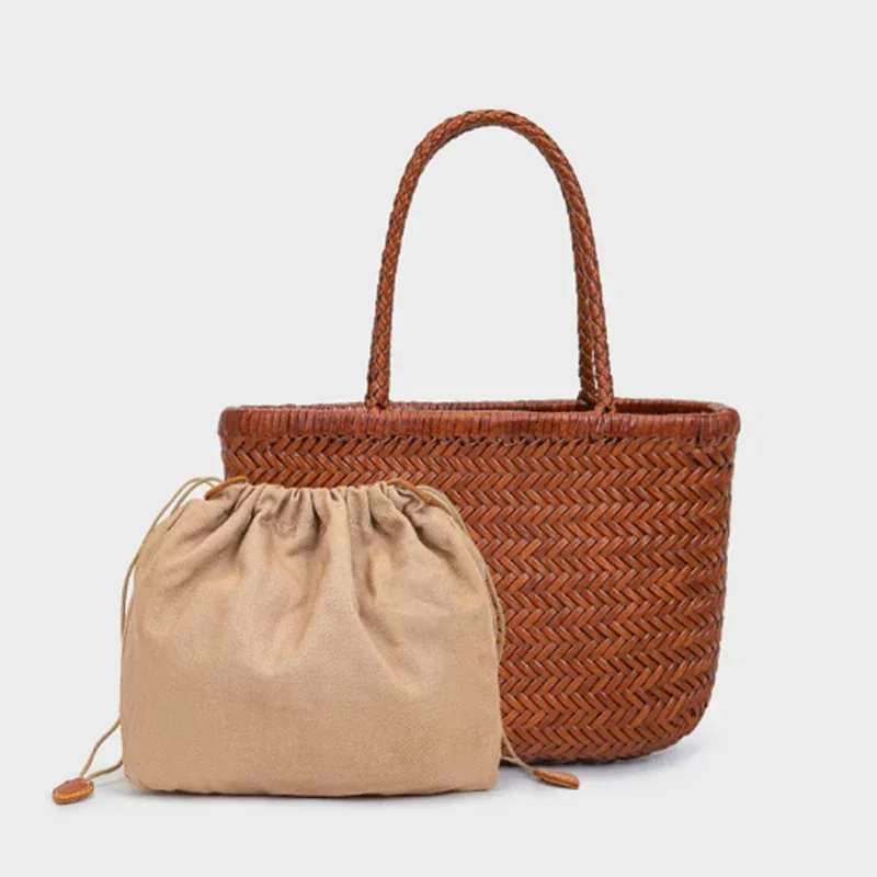 Sac à poignée supérieure tissé en cuir de vache pour femme, sacoche décontractée en tricot tressé, Vintage Boho gitane aztèque Ibiza, en cuir véritable
