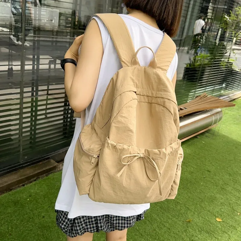 sac à dos de grande capacité avec nœud à cordon de serrage, simple et polyvalent, avec nom brodé personnalisé, sac à dos en nylon, cadeau 2025, nouveau