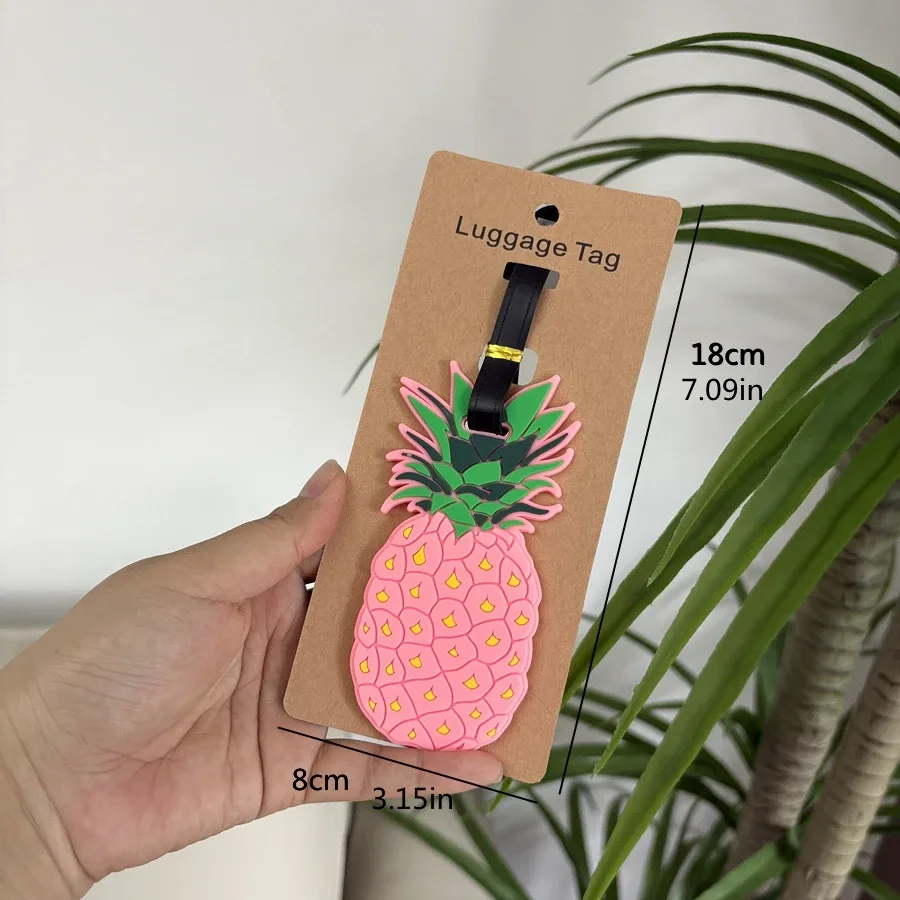 étiquette de bagage rose ananas flamant rose, étiquette de contrôle de voyage, carte d'information intégrée, carte arrière en carton disponible pour super, 1/2 pièces
