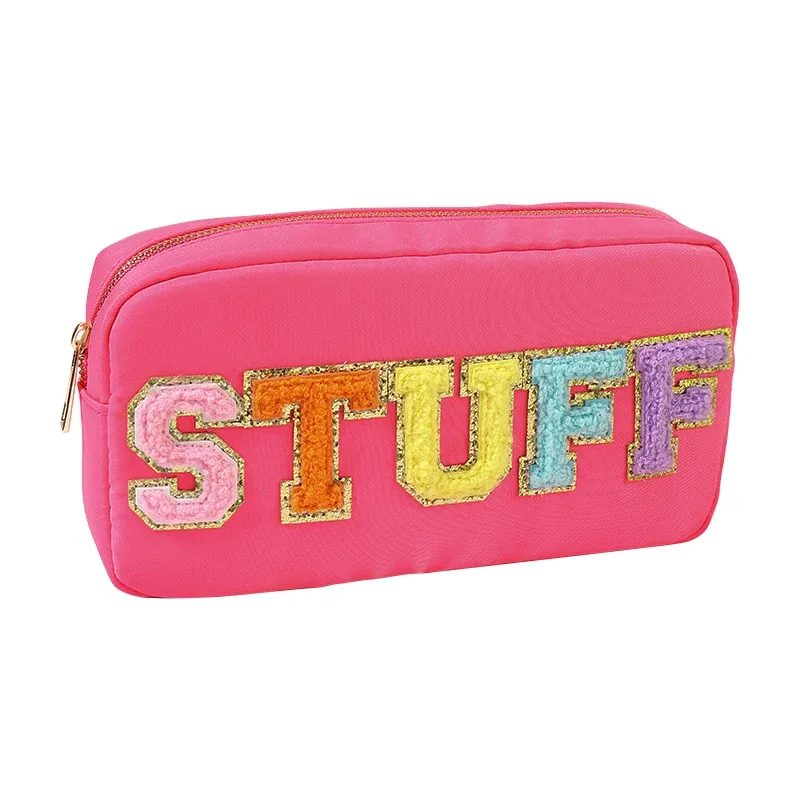 sac à cosmétiques en pvc transparent avec patchs de lettres, pochette de voyage pour femmes, pochettes de maquillage, trousse de toilette