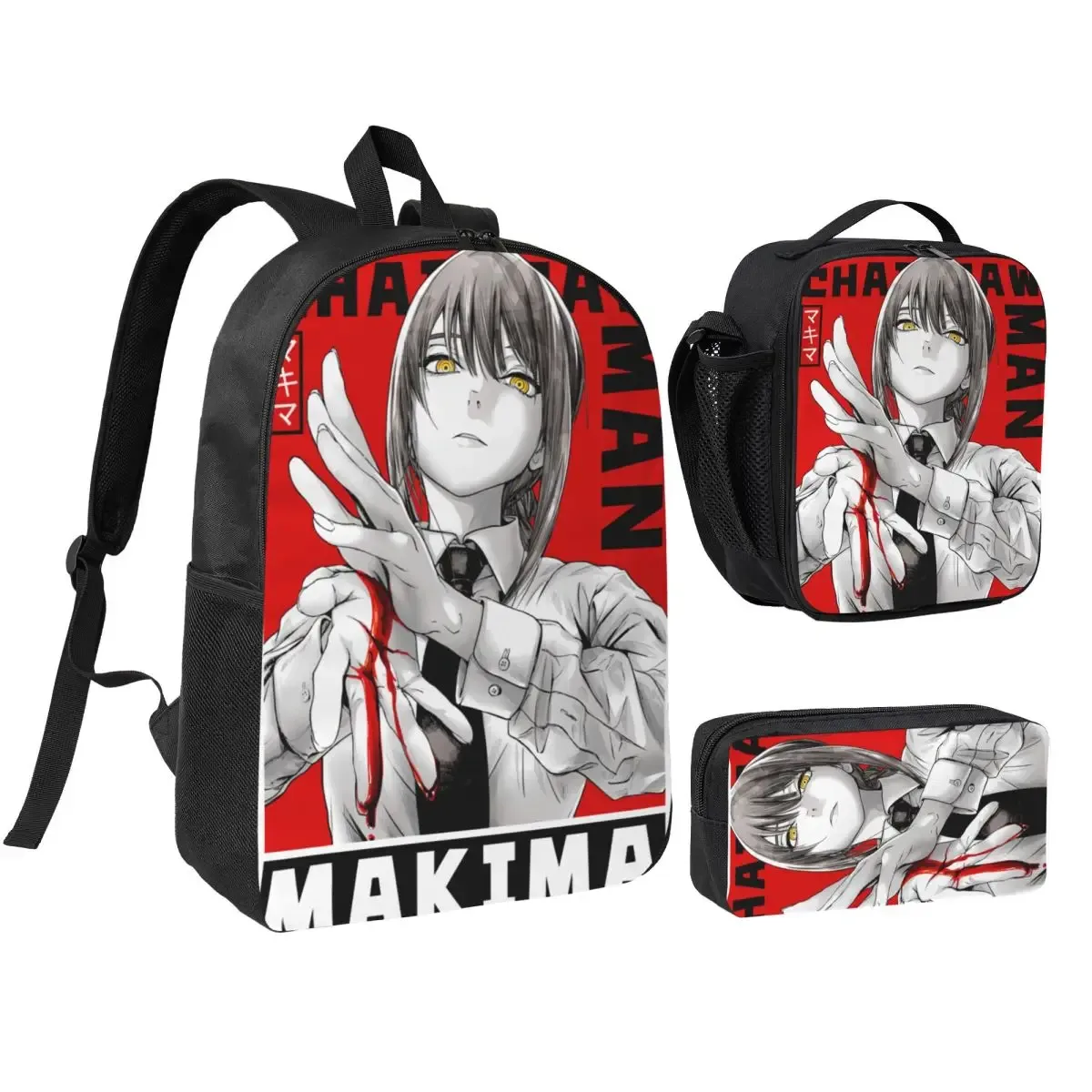 sac dos polyester noir motif graphique format rectangulaire bandoulière grande capacité voyage école université travailler transport documents ordinateur portable luncheon sac crayons