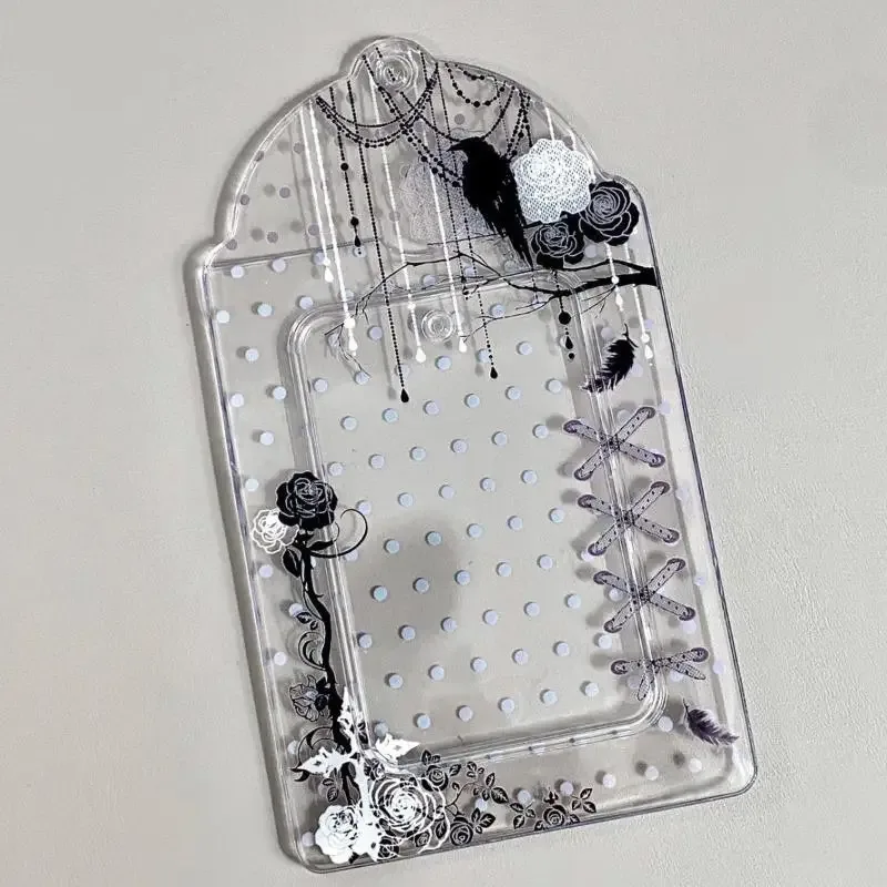 1 pièce pochette de rangement et de présentation pour photocards kpop et cartes d'idoles, en pvc à pois et motifs floraux, 3 pouces, avec pendentif