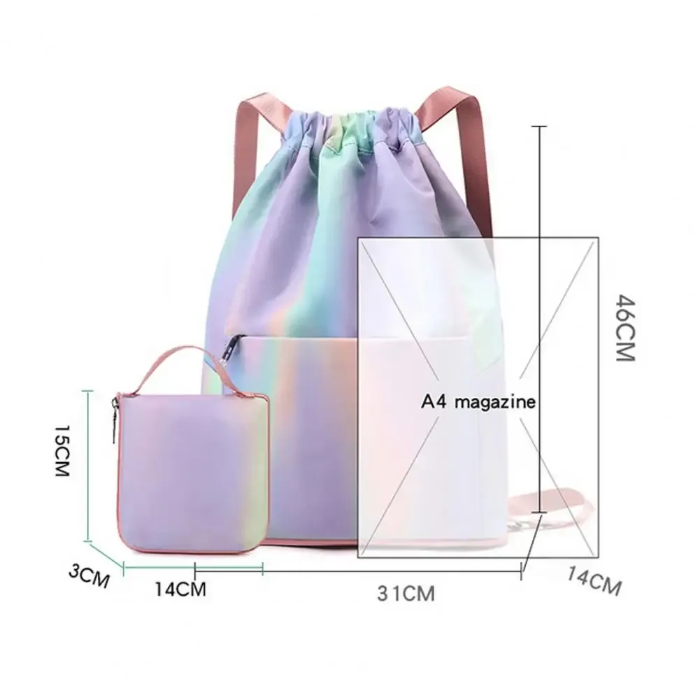 sac à dos de sport à cordon de serrage, sac de basket-ball de couleur dégradée imperméable, sac à dos de sport pliable pour hommes et femmes, natationurs d'entraînement de football