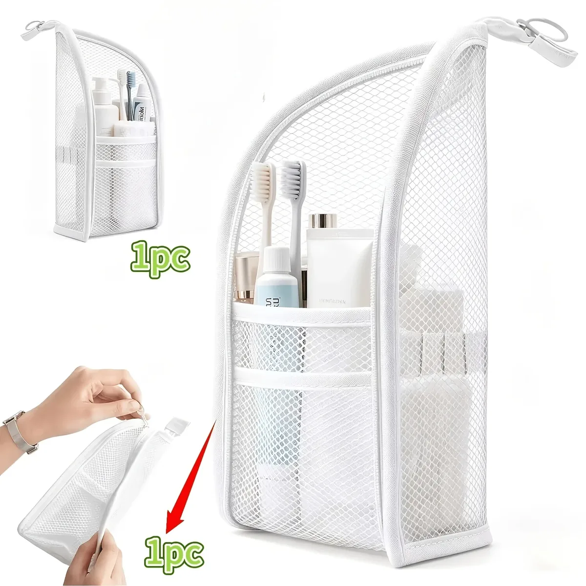 organisateur voyage maille eva gris clair multi compartiments suspension pochette rangement cosmétiques utilisation quotidien voyage