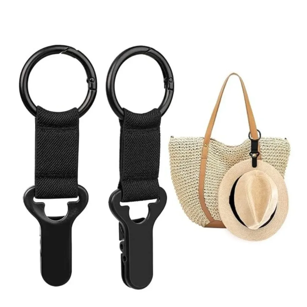 clip voyage chapeau nylon noir portable antidérapant support sac main dos bandoulière usage trajet transport chapeau soleil coton baseball paille