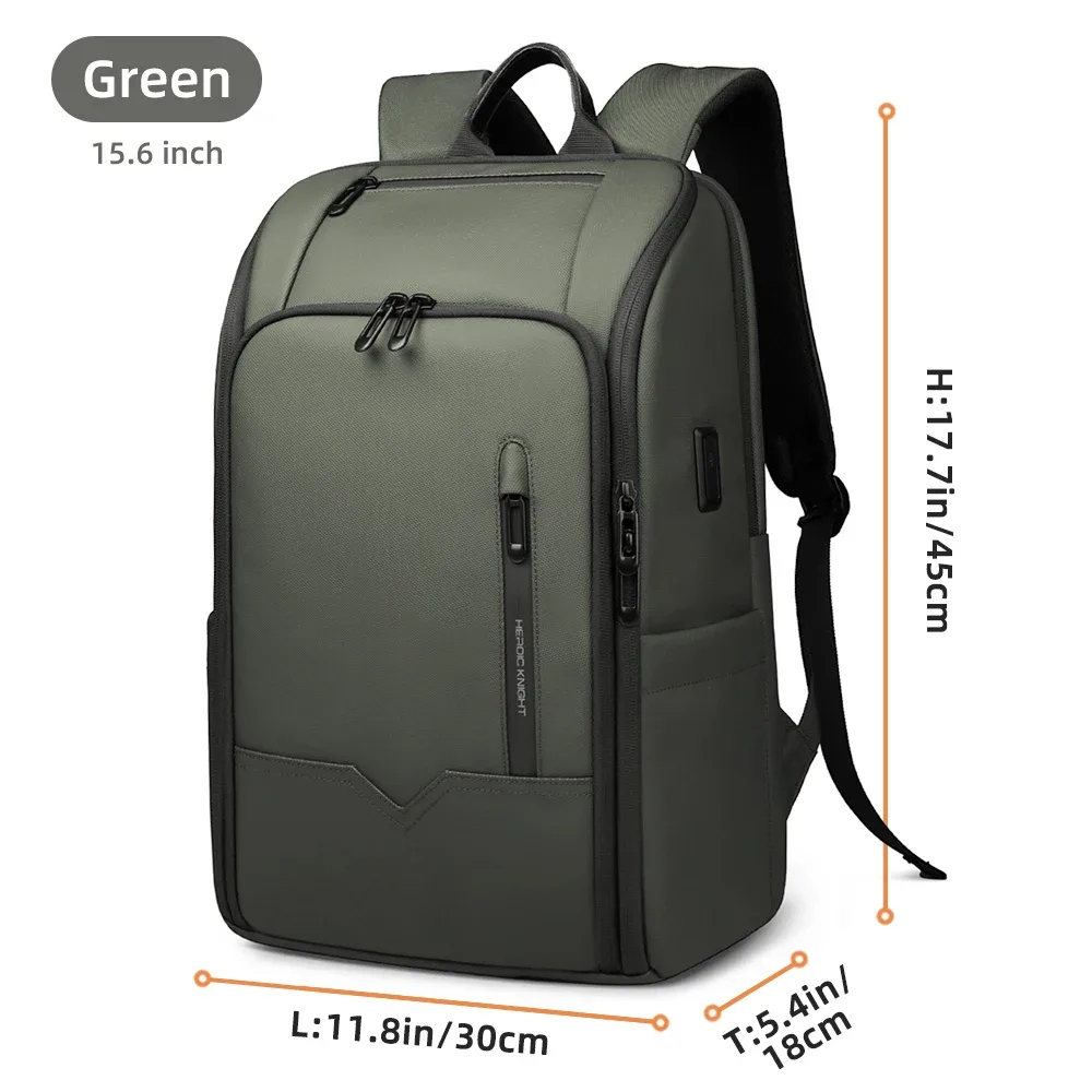 sac à dos d'affaires heroic knight pour ordinateur portable de 15,6 pouces, grand sac à dos de voyage étanche pour homme, sac à dos minimaliste pour les trajets au bureau, mochila avec usb