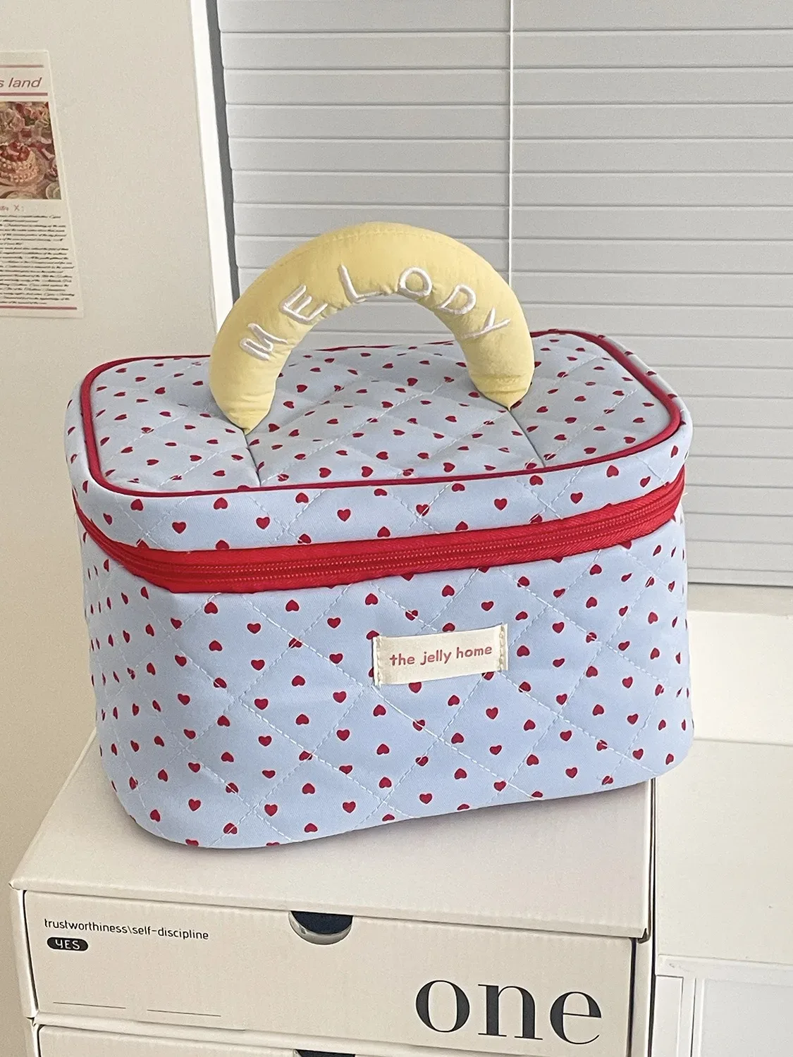 sac à cosmétiques bow flower, sac de toilette de grande capacité, sac de rangement matelassé de style court, sac à main souple portable