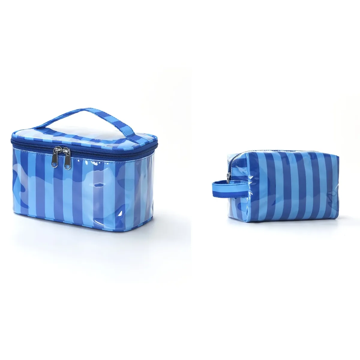 sac cosmétique à rayures en pvc de grande capacité, sac de rangement pour articles de toilette pour femmes, sac de maquillage portable, sac de voyage pour voyage d'affaires, soins de la peau