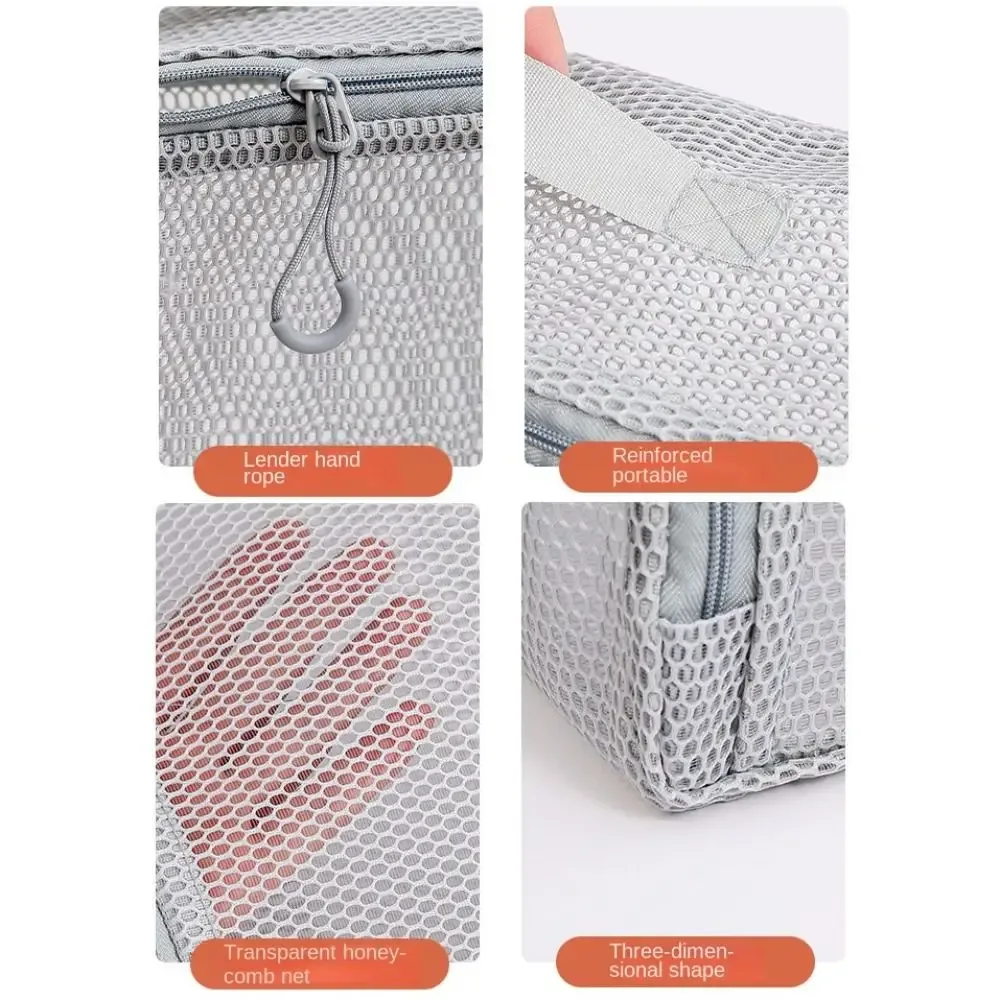 pochette de rangement en nylon décontractée, à main avec fermeture éclair, sac à cosmétiques, pochette de voyage en maille polyvalente
