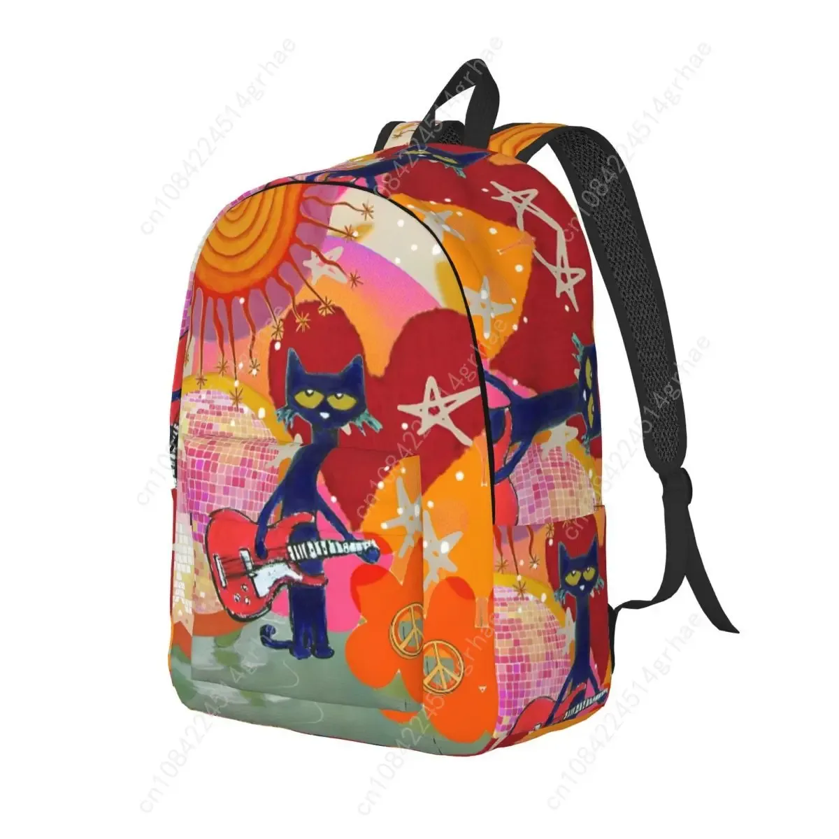 pete the cat i love my white shoes sac à dos pour lycée, sac à dos d'affaires avec motif de chats de dessin animé pour hommes et femmes, sac à bandoulière pour ordinateur portable