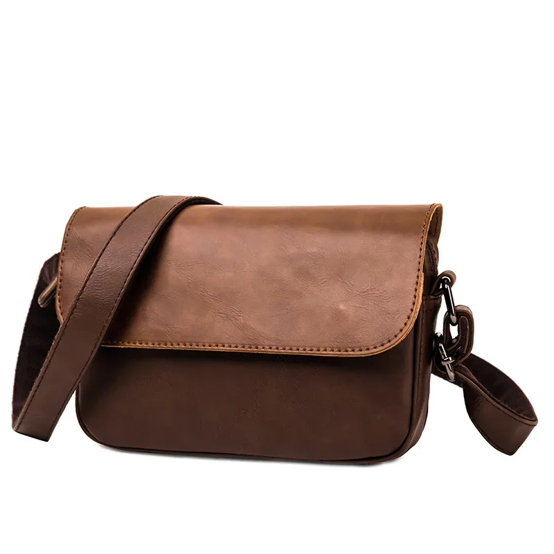 sac à bandoulière vintage de marque de luxe pour hommes, sac à rabat en cuir pu simple pour hommes, sacoche d'affaires solide, sac de voyage