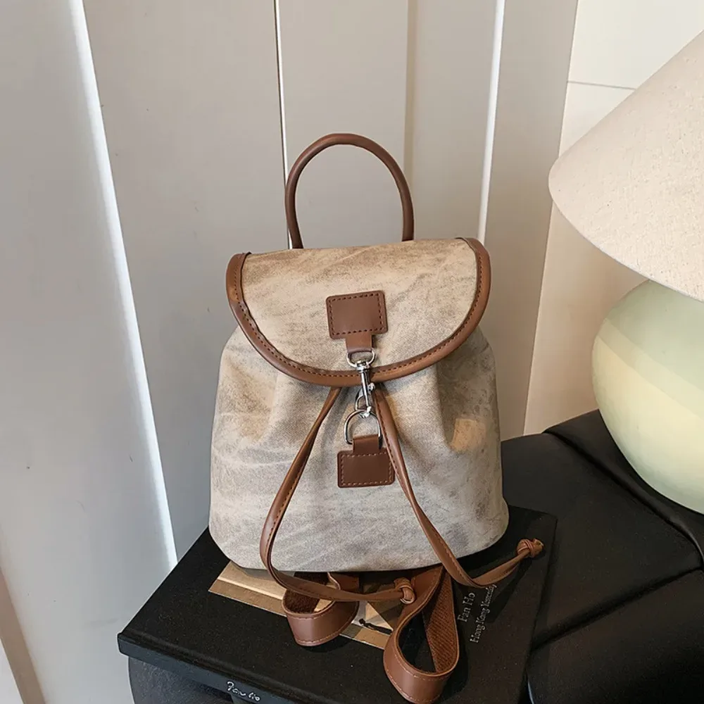 sac à dos décontracté en cuir pu pour femme, design souple et polyvalent, sac à dos rétro américain en cuir pu pour femme