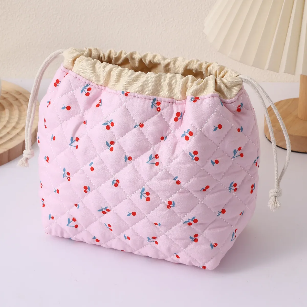 sac de rangement portable de voyage grande capacité avec cordon de serrage, en forme de coquille, mignon, de niche, pochette de rangement polyvalente en coton