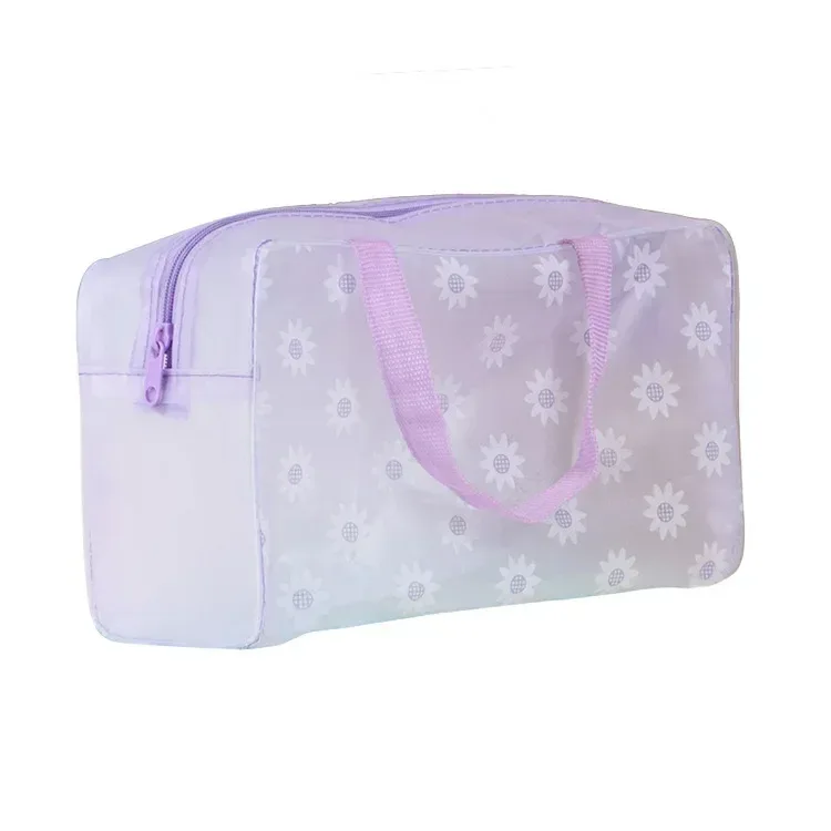 trousse de toilette transparente en pvc pour femme, trousse de maquillage, sac de rangement pour le bain, sac à cosmétiques de voyage floral, étanche, 5 couleurs