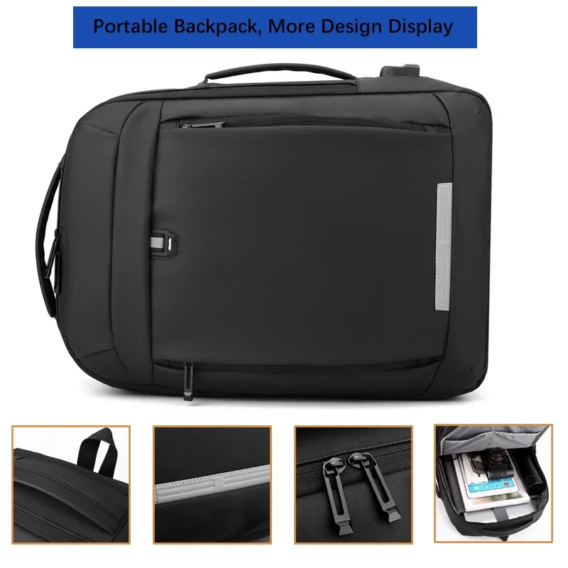 sac dos noir polyester imperméable 20 35 litres bandes grises poignées ajustables poches latérales ceinture air informatique